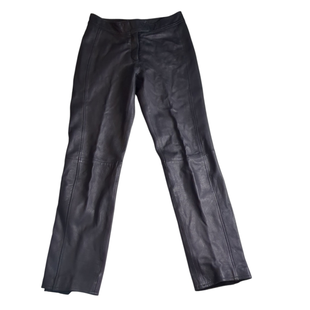 Y2K Rampage Leather Pants in Black Straight Leg Fully Lined Sz 7 JRS